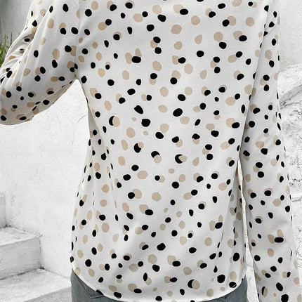 Printed V-Neck Long Sleeve Blouse