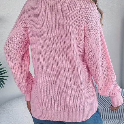 Cable-Knit Long Sleeve Cardigan