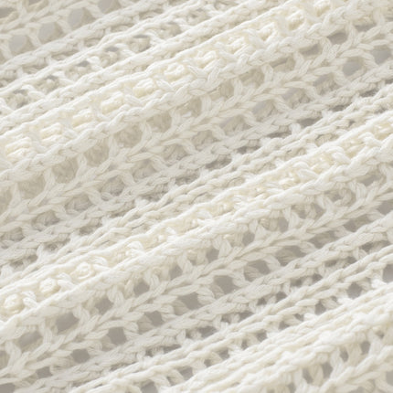 Openwork Round Neck Half Sleeve Knit Cover Up