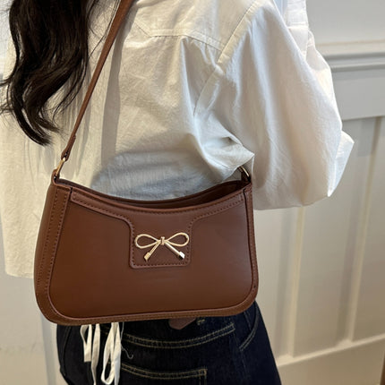 Bow Trim PU Leather Shoulder Bag