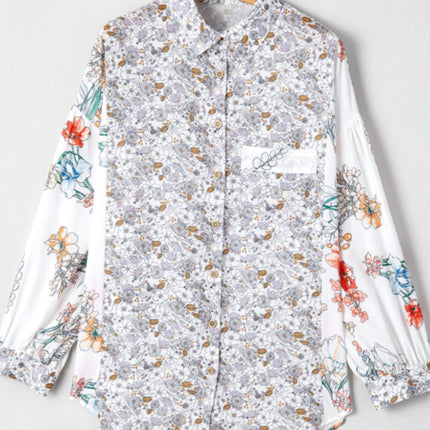 Floral Collared Neck Long Sleeve Shirt