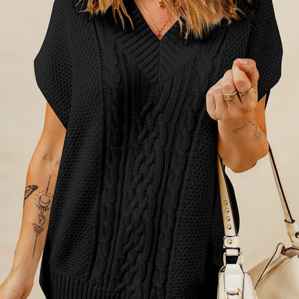 Cable-Knit V-Neck Sweater Vest