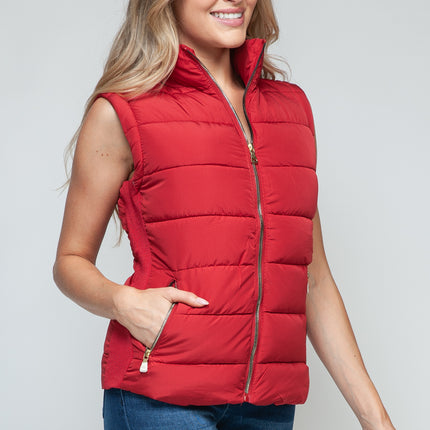 Snobbish Zip Up Turtleneck Vest with Pockets