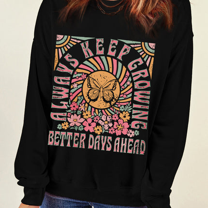 Graphic Round Neck Long Sleeve Sweatshirt