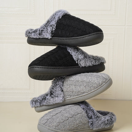 Cable-Knit Fluff Round Toe Slippers