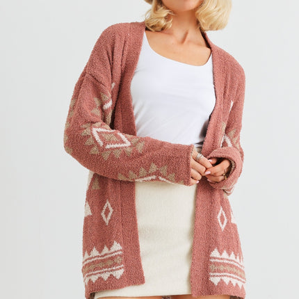 VERYJ/LOVERICHE Open Front Long Sleeve Cardigan