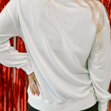 Valentine’s Day XOXO Glitter Round Neck Sweatshirt