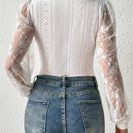 Eyelet Lace Long Sleeve Bodysuit