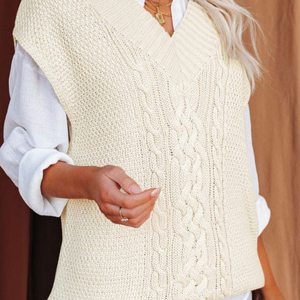 Cable-Knit V-Neck Sweater Vest