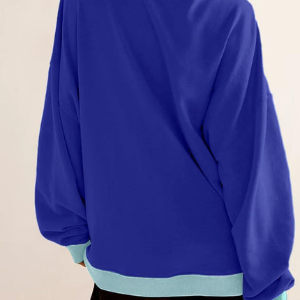 Lovelet Contrast Round Neck Long Sleeve Sweatshirt