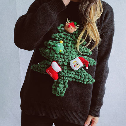 Christmas Tree Round Neck Long Sleeve Sweater