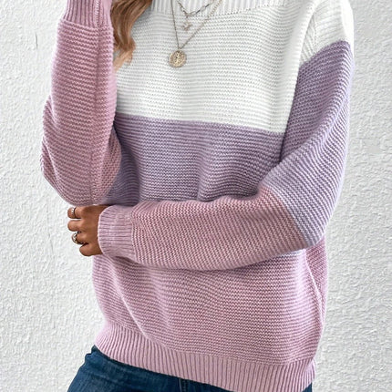 Color Block Boat Neck Sweater