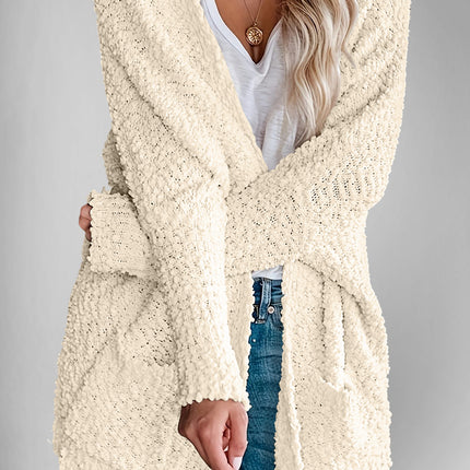 Double Take Pocketed Open Front Long Sleeve Cardigan