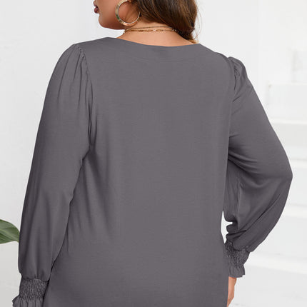 Plus Size Square Neck Lantern Sleeve T-Shirt