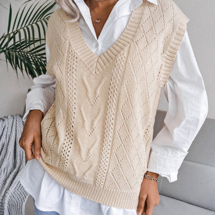 Openwork V-Neck Sweater Vest