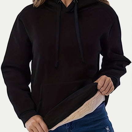 Drawstring Long Sleeve Hoodie with Kangaroo Pocket