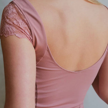 Lace Detail V-Neck Cap Sleeve Top