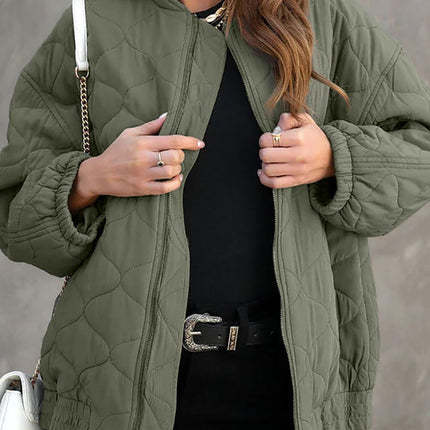 Zip Up Drop Shoulder Long Sleeve Puffer Jacket