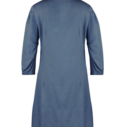 Full Size V-Neck Half Sleeve Denim Dress - Vickie Lynn's
