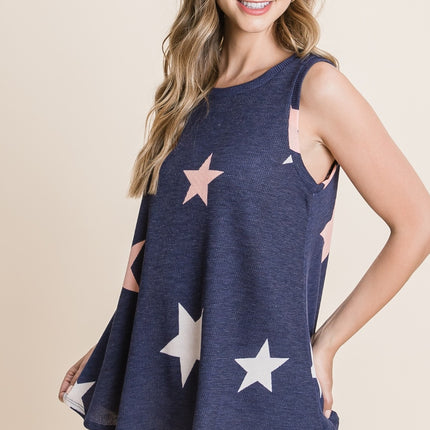 BOMBOM Star Print Round Neck Tank