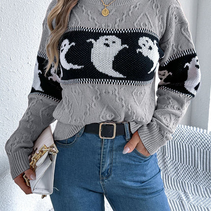 Ghost Round Neck Long Sleeve Sweater