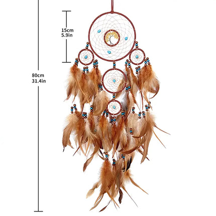 2023 New Dream catchers Retro 5 Ring Dream Catchers Home Decoration Indians Natural Stone Tree of Life Dreamcatcher Wall Hanging