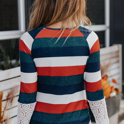 Double Take Striped Round Neck Raglan Sleeve Tee