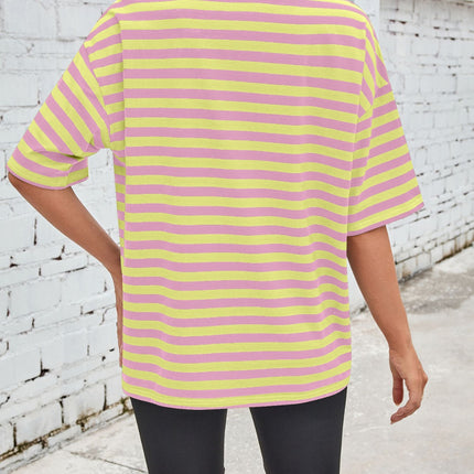 Lovelet Striped Round Neck Half Sleeve T-Shirt