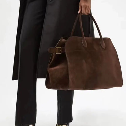 2023 Margaux15 Handbag Cowhide High-Capacity Commuter Bag the Suede Row lcu Soft