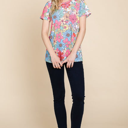 BOMBOM Floral Short Sleeve T-Shirt