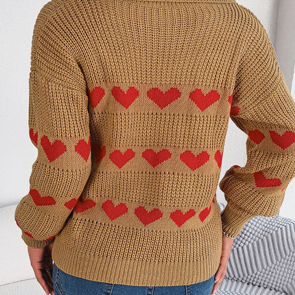 Heart Johnny Collar Long Sleeve Sweater