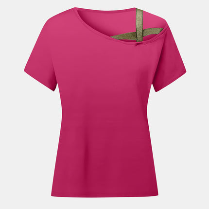 Asymmetrical Neck Short Sleeve T-Shirt