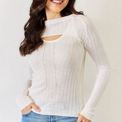 J.NNA Fitted Long Sleeve Cutout Top