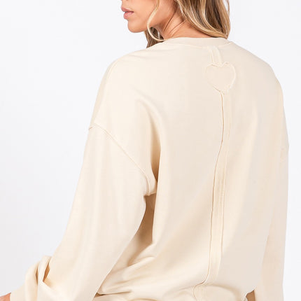 SAGE + FIG LOVE Path Applique Drop Shoulder Sweatshirt