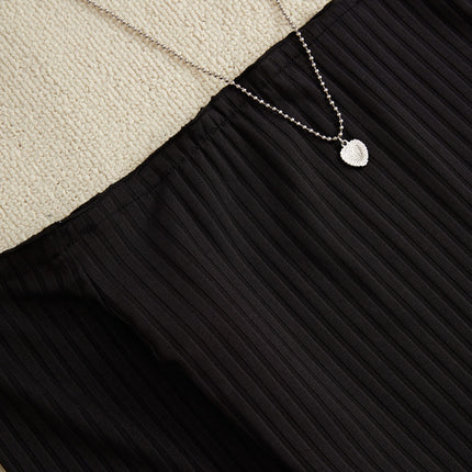 Off-Shoulder Long Sleeve Top and Houndstooth Skirt Set