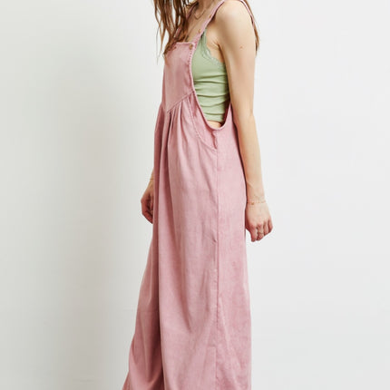 HEYSON Full Size Corduroy Sleeveless Wide-Leg Overall