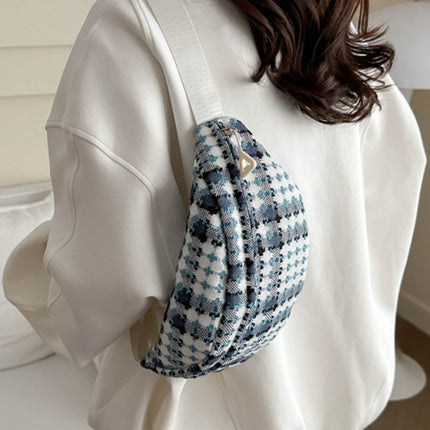 Plaid Wide Strap Crossbody Bag