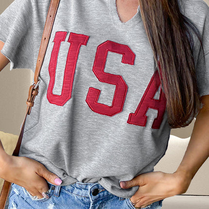 USA Notched Short Sleeve T-Shirt