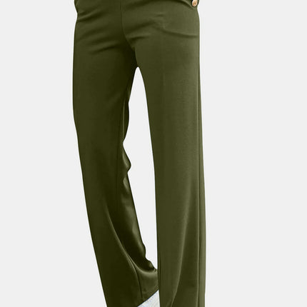 Decorative Button High Rise Pants