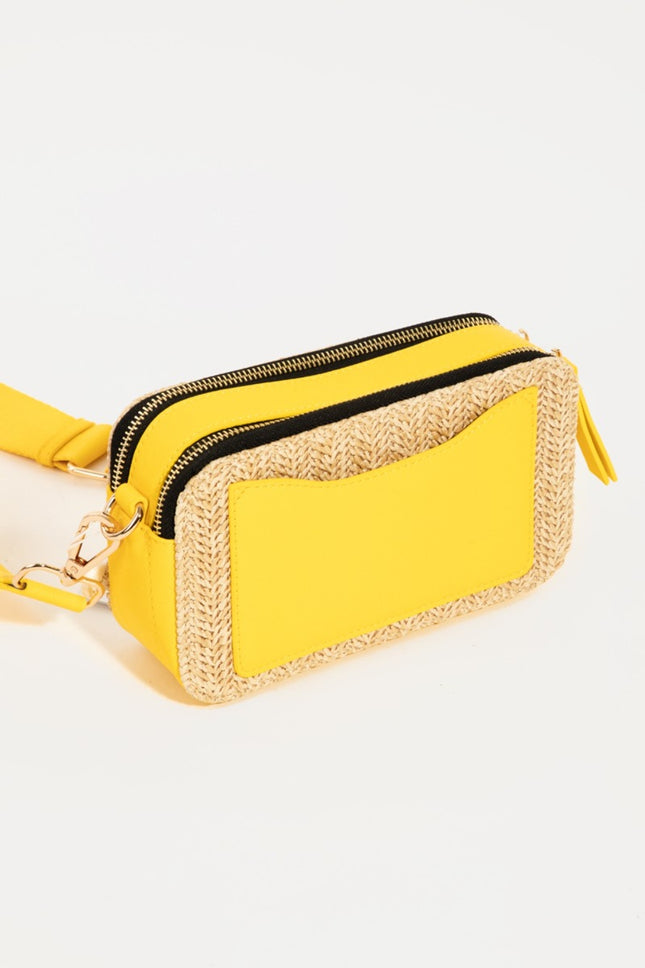 Fame Straw Contrast Crossbody Bag