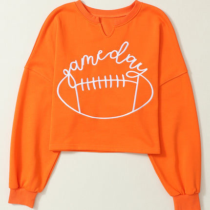 GAME DAY Football Notched Long Sleeve Sweatshirt