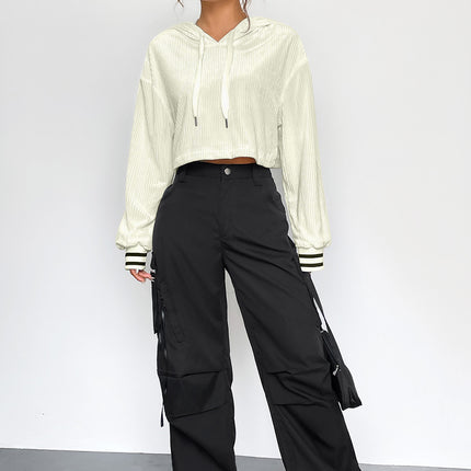 Drawstring Drop Shoulder Long Sleeve Hoodie