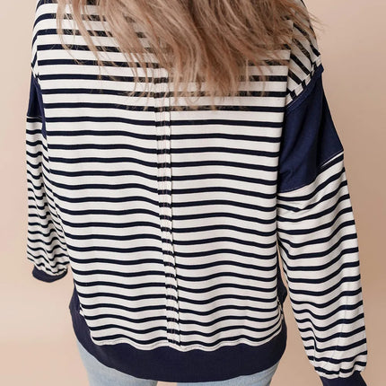 Striped Round Neck Long Sleeve Sweatshirt