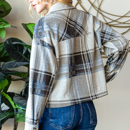 Reborn J Plaid Button Up Long Sleeve Shacket