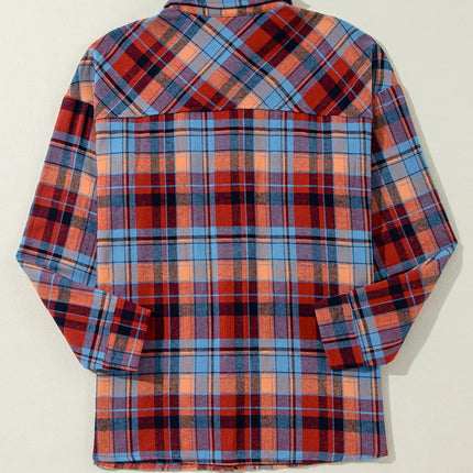 Plaid Collared Neck Long Sleeve Shirt