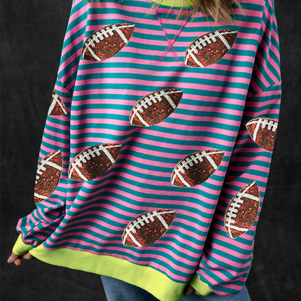 Striped Football Long Sleeve Sweatshirt