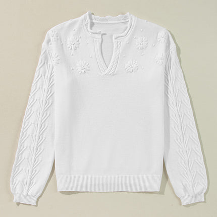 Daisy Notched Long Sleeve Sweater