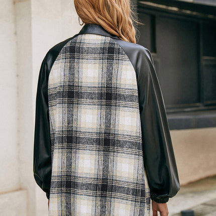 Ivy Lane Plaid Button Down Raglan Sleeve Jacket