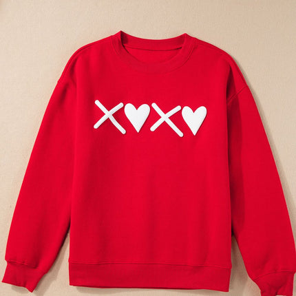 Valentine’s Day XOXO Round Neck Drop Shoulder Sweatshirt