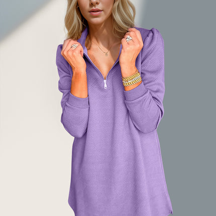 Double Take Textured Quarter Zip Long Sleeve Dress - Vickie Lynn's